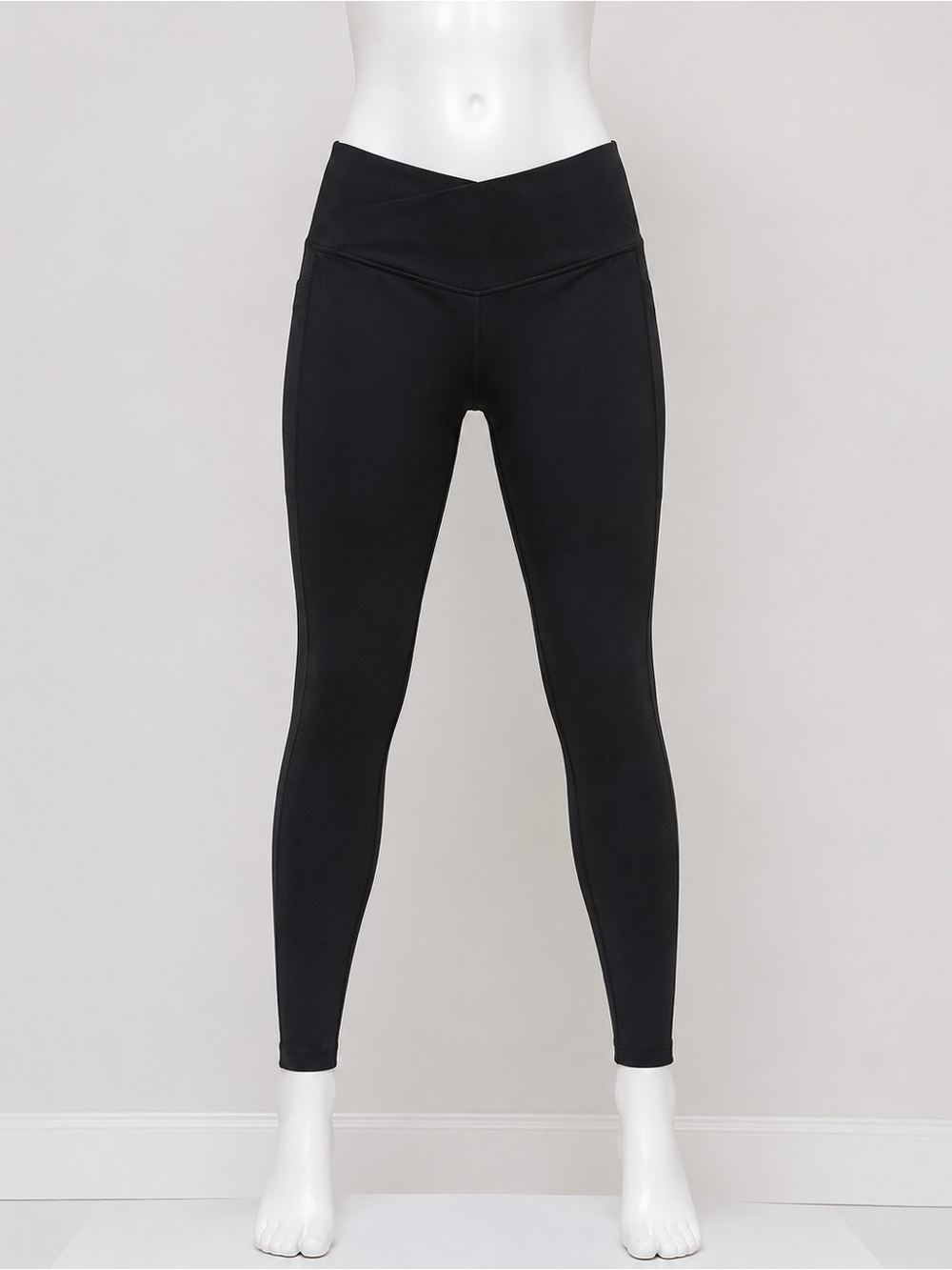 V-Waist Black Performance Leggings